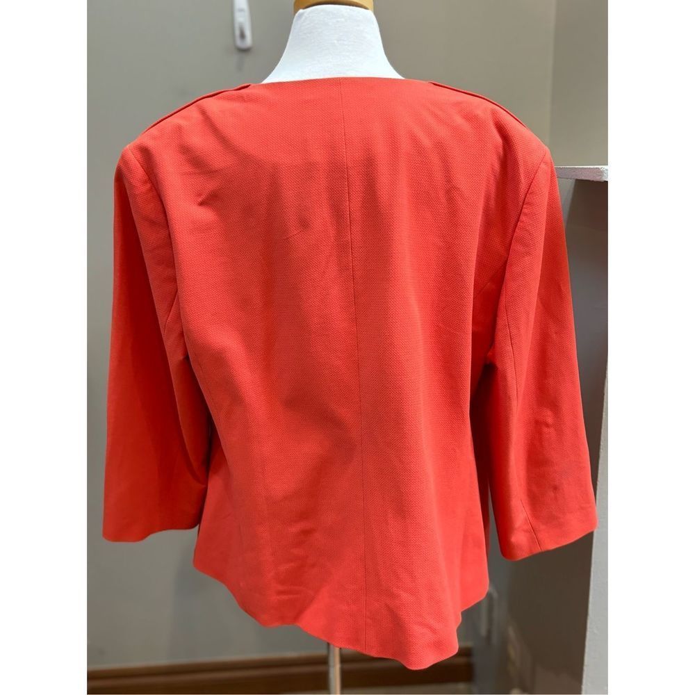 Classiques Entier 18W tangerine 3/4 sleeve button front lined tweed style blazer - Picture 2 of 7